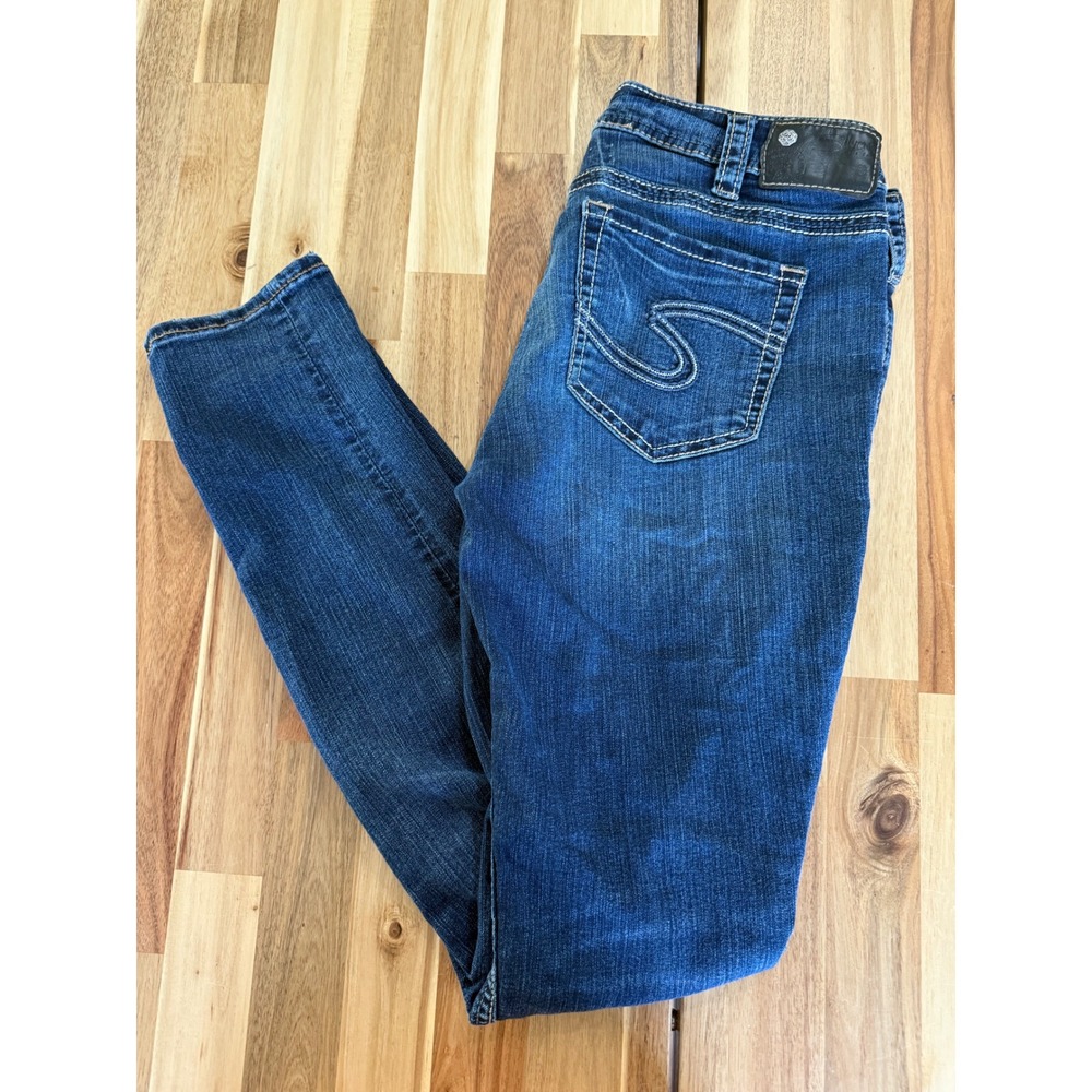 Silver Jeans Co Suki Mid Super Skinny Jeans Dark Wash Super Stretch W30 L31